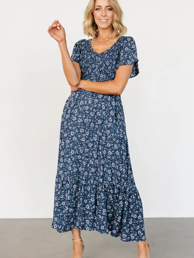 Letnia sukienka midi w kwiatowy print